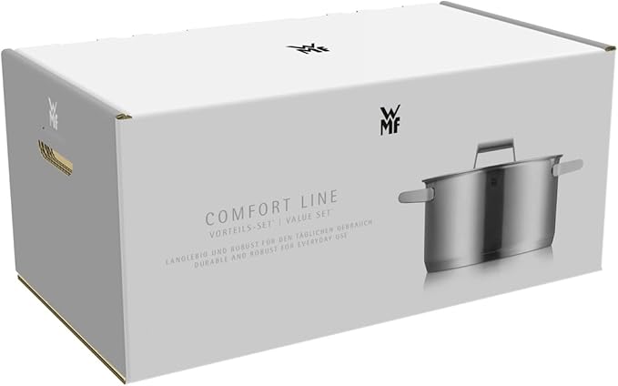 WMF Comfort Line Advantage Saucepan Set - 5-Piece Induction Cooking Pot With Glass Lid Cromargan Matte Stainless Steel Scale Stackable Uncoated