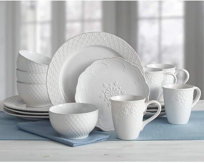 Service for 4 Ceramic Dishes to Eat 16 Piece Dinnerware Set Dinner Plate Dish Kitchen Tableware of Plates