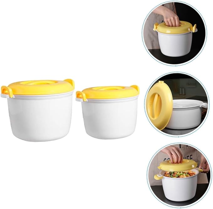 Garneck 2pcs Microwave Rice Cooker Small Rice Cooker Food Containers Steamer Lunch Box