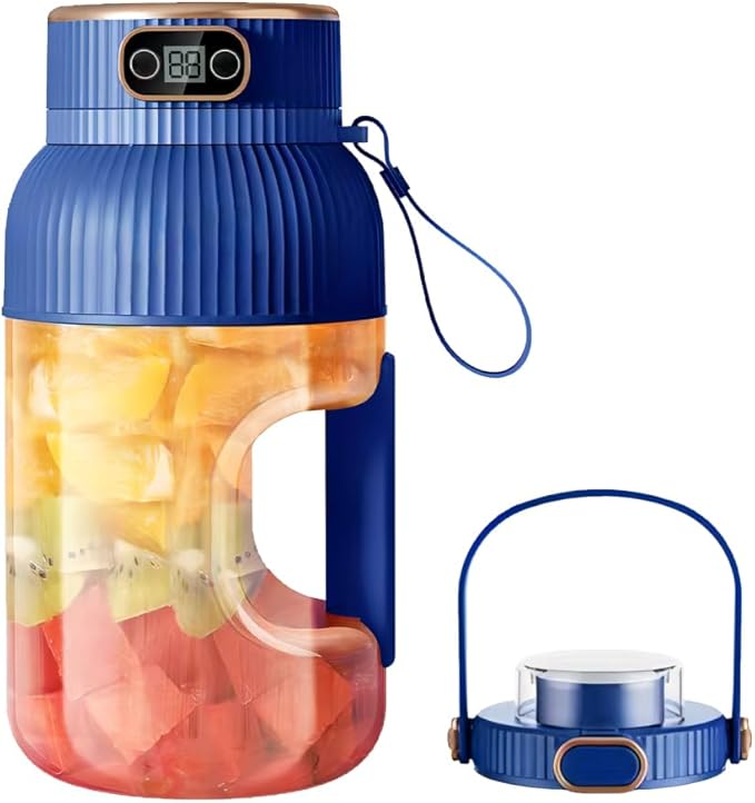Portable Juicer Cup 1.2L Small Juice Blender USB Rechargeable Blender Cup with Digital Display for Juice Shakes Smoothies