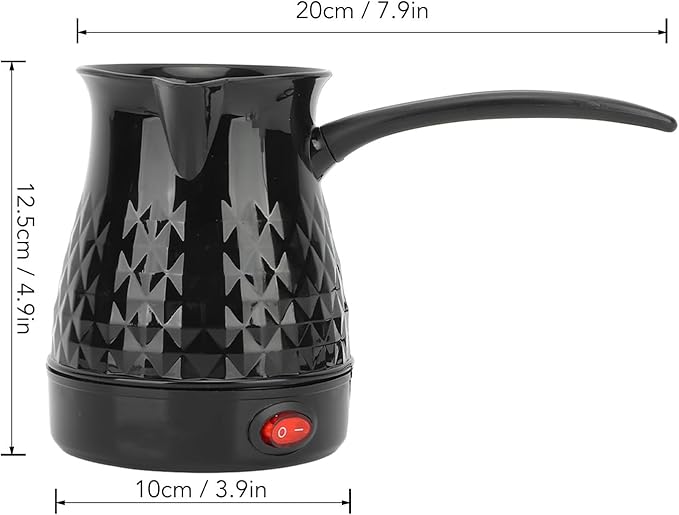 Turkish Coffee Pot 600ml Electric Turkish Coffee Maker ABS and Stainless Steel Turkish Coffee Machine with Removable Handle as Accessory for Heating Water and Others