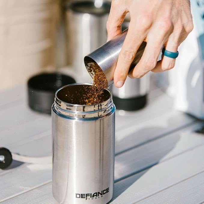 Defiance Tools Travel French Press Mug Portable Coffee Maker Double Insulated Coffee and Tea Press Makes 2 Cups Stainless Steel