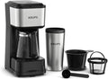 KRUPS Simply Brew Coffee Maker - Multi-Serve 4-in-1 with Stainless Steel Travel Tumbler Black 14oz