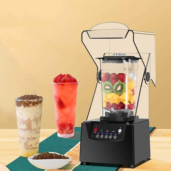 Electric Blender Smoothie Maker 17000RPM Commercial Stand Mixer 2L Blenders with 5 Presets &amp Hood Soundproof for Kitchen Food Processor for Kitchen Milk Tea Coffee Dessert Leisure Shop