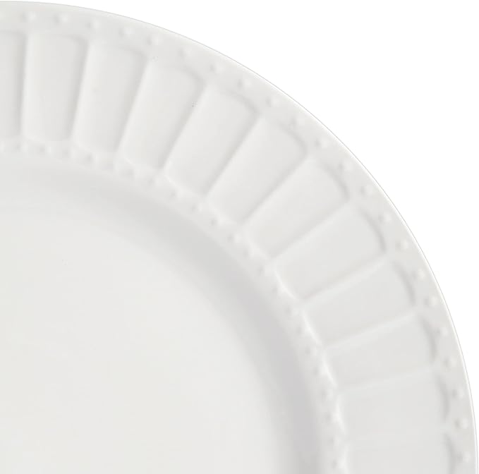 Gibson Home Zen Buffet Porcelain Ceramic Dinnerware Sets for 8 Plates and Bowls Set (40pcs) White Embossed Dishes
