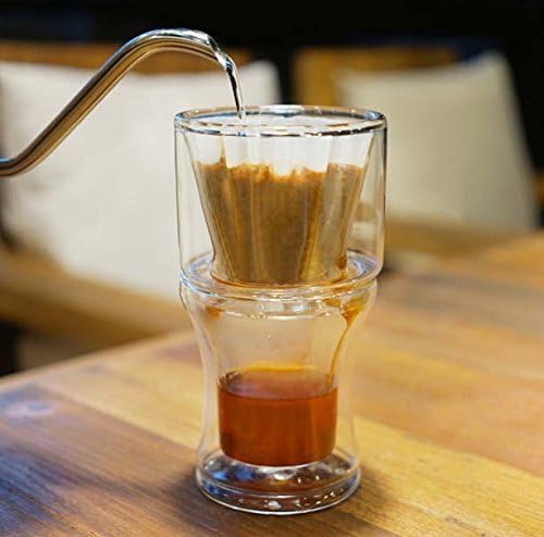 Nispira Pour Over Hand Drip Coffee Maker Double Borosilicate Glass Wall Set