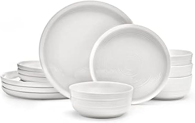 Mikasa Callie Bone China Lightweight Chip Resistant 12 Piece Dinnerware Set Service for 4 White