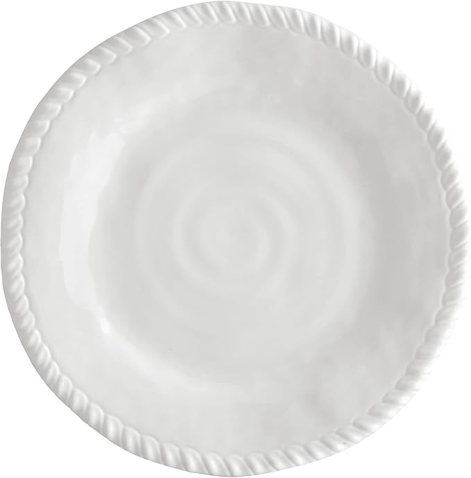 UPware 12 Piece Rope Melamine Dinnerware Sets Outdoor Dishes Set Plates and Bowls Sets Service for 4 White