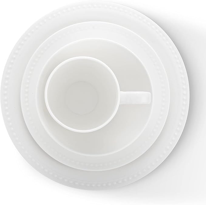 Stone lain Bone China Pinpoint Embossed 32 Piece Dinnerware Set White