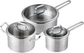 Cooking Pot Frying Pan3 Cookware 6 Pieces Stainless Steel Cookware Cooking Casserole Set Set Milk Pan Wok Home Kitchen (A