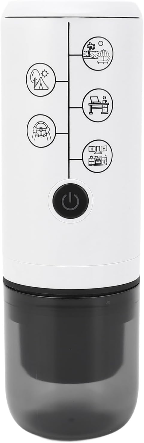 Portable Electric Coffee Machine Cordless Rechargeable 17 Bar Pressure Electric Capsule Coffee Maker for Outdoor Home (White)