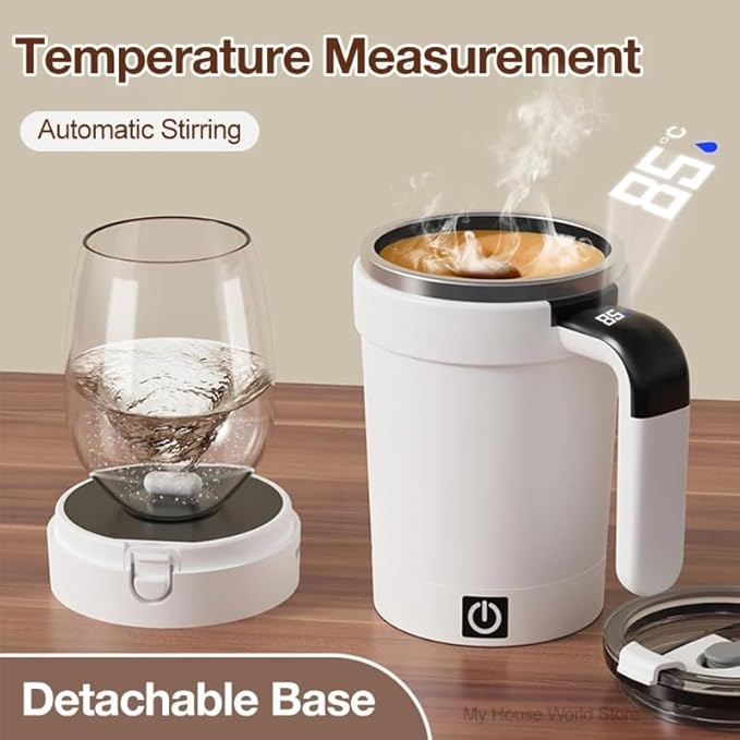 Mixmate Mug380ml Automatic Magnetic Stirrer with Straw and Lid Stainless Steel Waterproof USB Electric Stirring Coffee Cup (Purple)