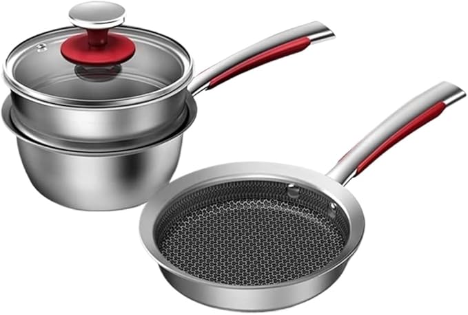 Cookware Cooking Pots Cookware Set Breakfast Pot for Kitchen Frying Pan Milk Pan Stainless Steel Non Stick Cookware Set Kitchen Saucepan Set
