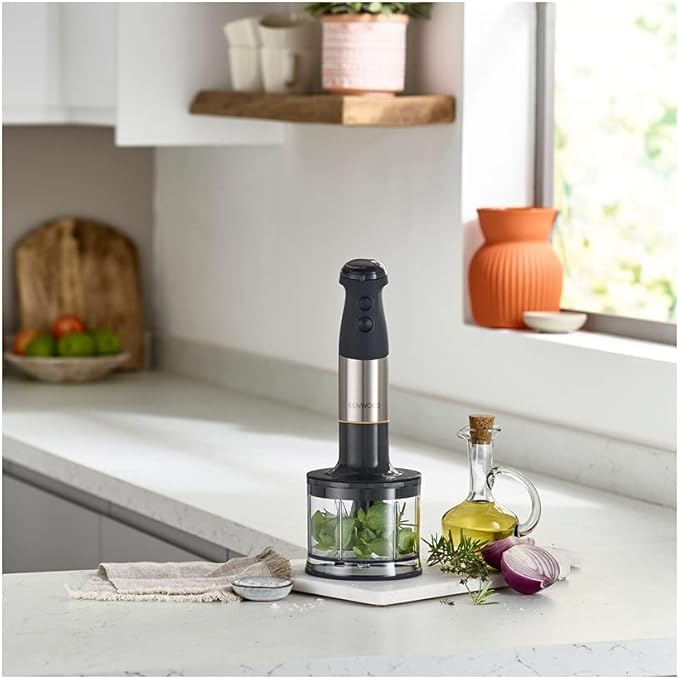 Kenwood Triblade XL HBM60.307GY Hand Mixer with Splash Guard Chopper 500 ml Metal Whisk and Puree Made of BPA-Free Plastic Dishwasher Safe 1000 W Grey