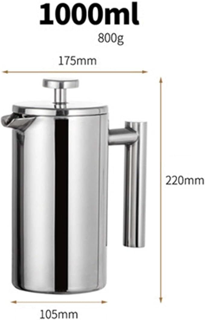 Coffee Pot 304 Stainless Steel Pressure Double Layered Hand Brewing with Handle Coffee Maker Household