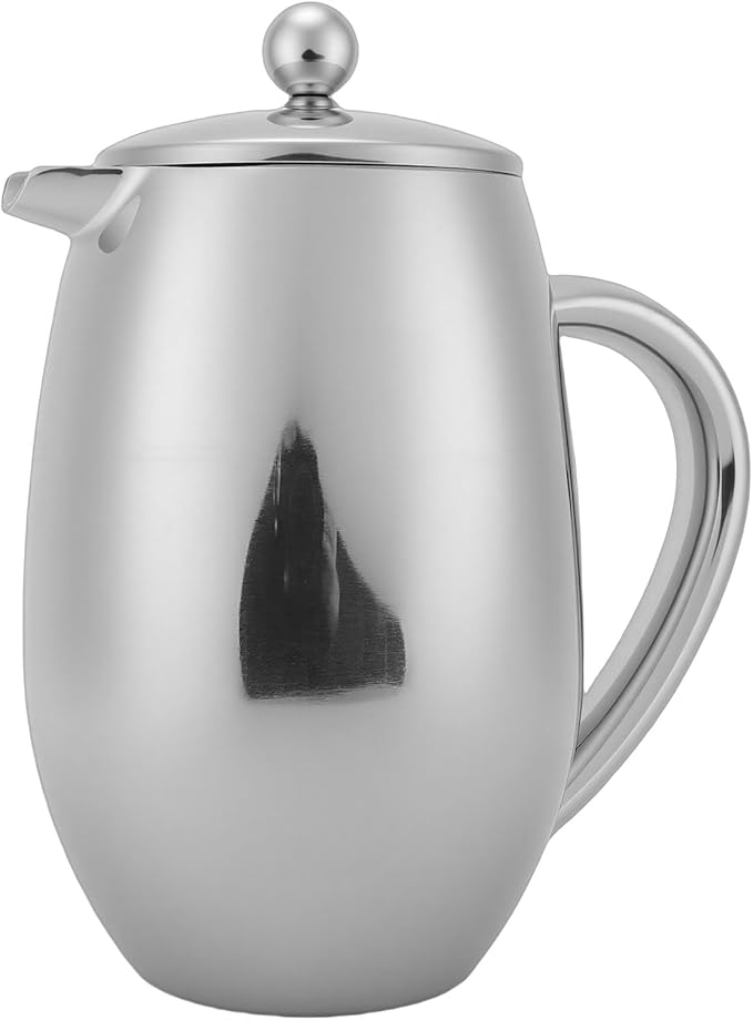 Fabater French Press 304 Stainless Steel Double Wall Coffee Maker 600ml Insulated Coffee Pot with Fine Mesh Filter for Home Outdoor Camping
