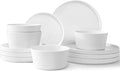 Asrug 12-Piece Plates and Bowls SetsCeramic Dinnerware Sets for 4 Chip Resistant and Scratch Dish Set Dining Dinner Porcelain Dishware Microwave and Dishwasher SafeWhite Matte