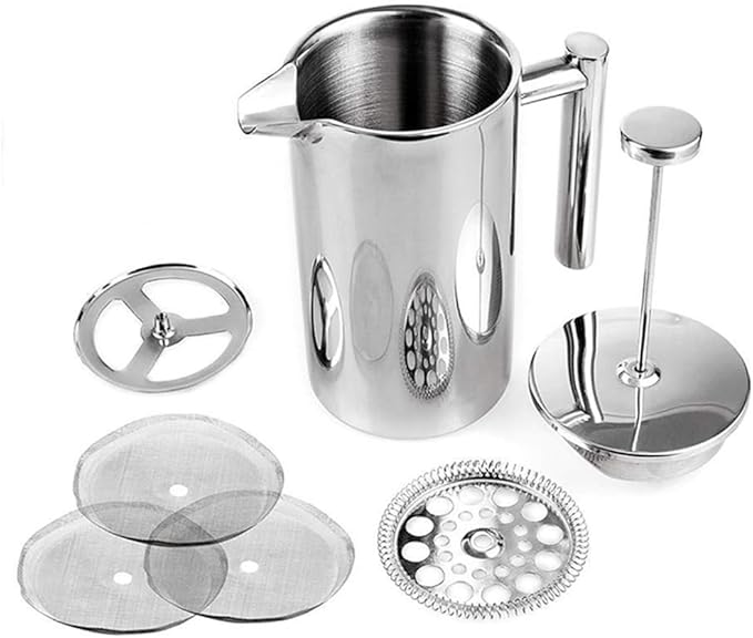 French Press Coffee MakerDouble Wall Stainless Steel Insulated Coffee BrewerCoffee PotManual Espresso Coffee Machine (27 oz)