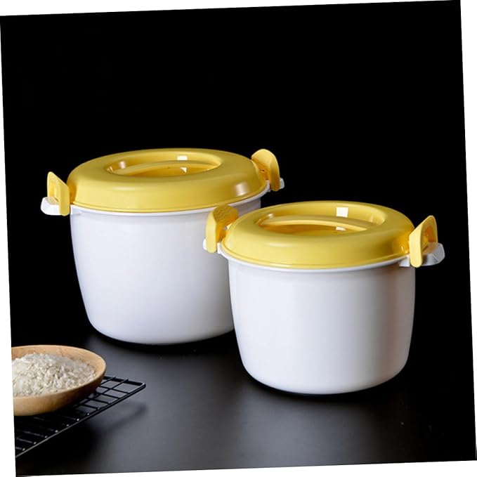 Ciieeo 2pcs Portable Rice Cooker and Microwave Steamer Set Food-grade Plastic Design for Rice and Vegetables Convenient Kitchen Cookware for Home and Office Use