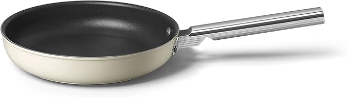 SMEG 8PC Non-Stick Cookware Set Cream 3 QT Sauce pan with Lid 9.5 Frypan 11 Frypan 5 QT Casserole with lid 4 QT Deep Pan with lid