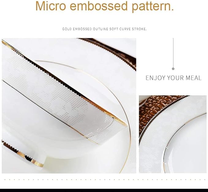 Dinnerware Set Dinner Party Tableware Service Set Ceramics Dinnerware Set with 52-Piece Bowl/Soup Pot/Dish/Spoon|Bone China Dinner Sets Embossed Pattern Porcelain Combination Set