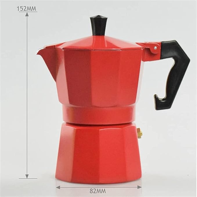 Red Percolator Coffee Pot 1-3 Cups Espresso Coffee Maker (120ML Stainless Steel Contemporary Style)