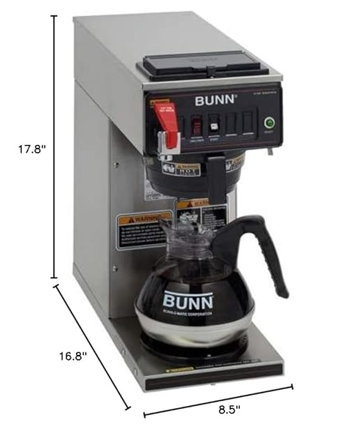 Bunn 12950.0293 CWTF15-1 Automatic 12 Cup Coffee Brewer with 1 Lower Warmer and Black Plastic Funnel - 120V
