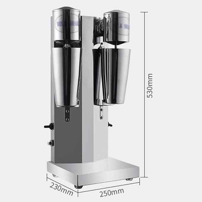 Electric Double-head Milk Shaker Machine Commercial Milkshake Maker Machine Drinks Mixer Speed 18000W/min Base Height 50mm for Protein Shakes and Mixing Cocktail