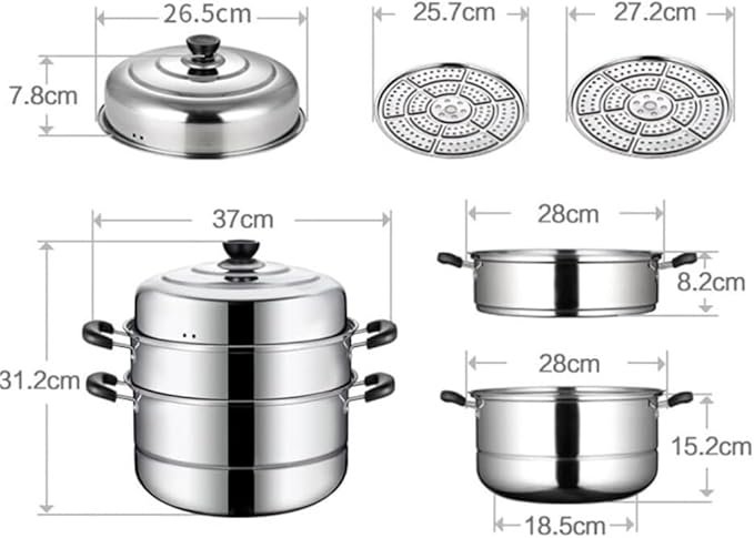 RUVOO Cookware Set Pots and Pans 3pcs Cooking Pot Pot Set Combination Stainless Steel Steamer Soup Pot Milk Pot Household Cookware Sets Kitchen Cooking Set