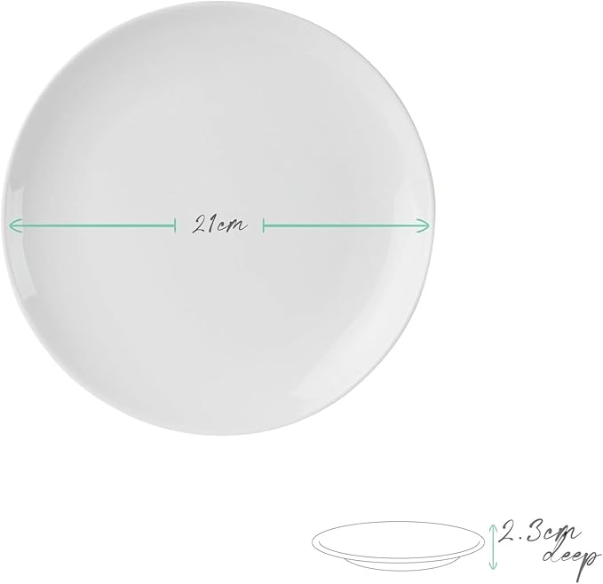 Anders and White 'Coupe' - White Vegan Friendly Bone China Dinner Set. 12 Pieces Dinnerware Set. Contains 4X Dinner Plates Side Plates and Bowls.