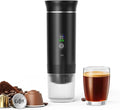 Portable Electric Coffee Maker Digital Display Compatible with Coffee PodsRechargeable Coffee Machine for Travel Camping RVHomeOffice (black)