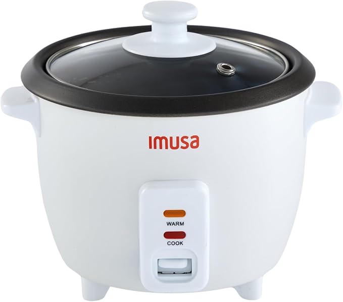 IMUSA USA GAU-00011 Electric Nonstick Rice Cooker 3-Cup (Uncooked) 6-Cup (Cooked) White