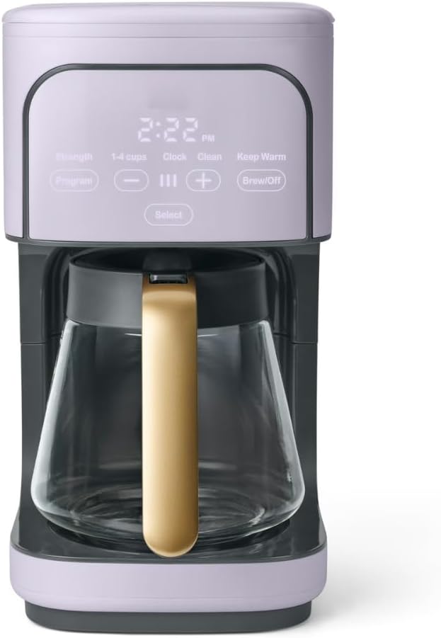 Programmable 12-Cup Coffee Maker with Touch Controls Auto Brew Timer Reusable Filter Large Glass Carafe Premium Countertop Coffee Machine (Lavender)