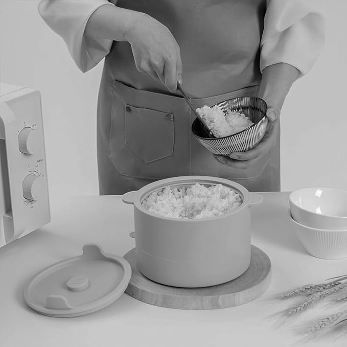 Microwave Low Carb Rice Cooker Container Diet Low Carb Rice Silicone Rice Cooker Gray