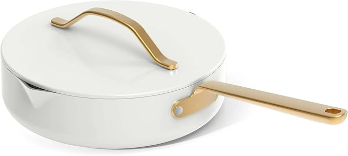 Nonstick Ceramic Cookware Set (12 Piece) Pots Frying Pans Lids and Kitchen Storage Oven Safe Pan Set &amp Compatible with All Stovetops - (White Icing)