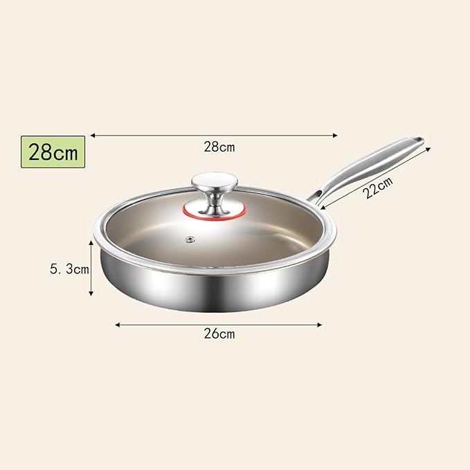 3-Piece Stainless Steel Cookware Set – Titanium Non-Stick Frying Pan with Lid Wooden Handle Milk Pot &amp SUS316 BBQ Tongs – Perfect for Home Kitchen Camping &amp Grilling