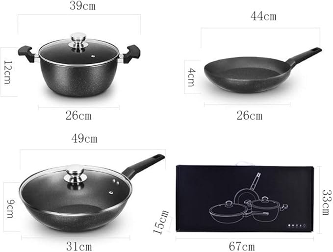Cooking Pot Non Stick Cookware Sets3 Piece Stone-Derived Pots and PansFrying Pan and Saucepan Set for BakingBroilingFryingRoasting Octopus feet