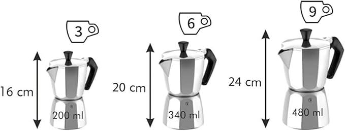 Handmade Silver Moka Pot - 3 Cup Manual Coffee Maker for Full-Bodied(9 cup)