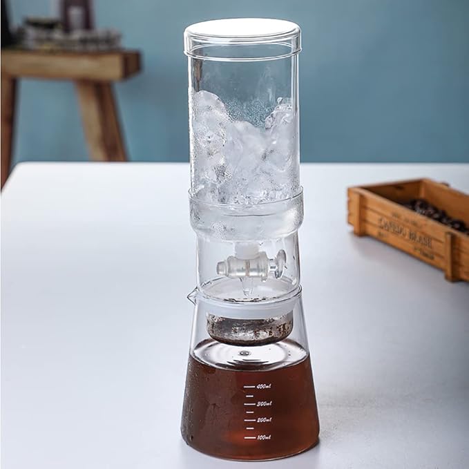 Ice Drip Coffee Maker400ml Cold Brew Coffee PotGlass Iced Coffee Brewer for Home and OfficeGift for Coffee Lover