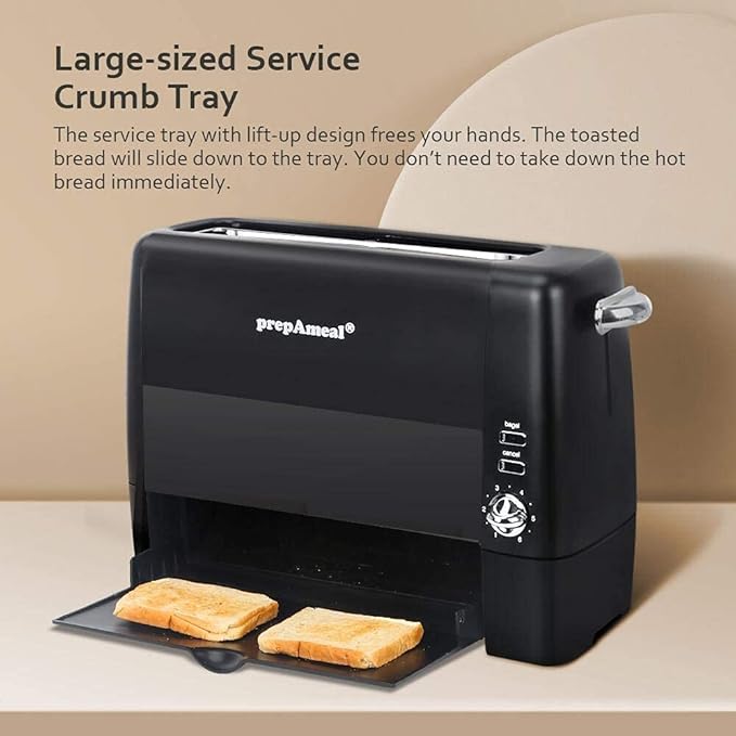 Long Slot Toaster 2 Slice Toaster with 6 Shade Settings Bagel/Cancel Extra Wide Slots Removable Crumb Tray for Bagels Waffles Breads Puff Pastry Snacks (2-Slice Black)