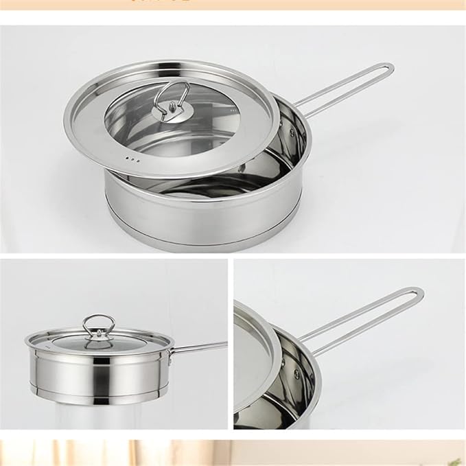 Cookware Set Stainless Steel Frying Pan Pot Soup Milk Pot Frying Pan Four-Piece Household (Color : A Size A (A