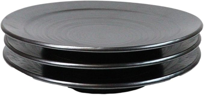 Ebros Gift Iron Black Clay Underglaze Technique Tetsu Kesho Porcelain Dinnerware Kitchen Set Asian Japanese Restaurant Supply (Pack Of 5 Large Round Dinner Plates 10 D)