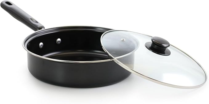 Better Chef 7-Piece Deluxe Non-Stick Cookware Set in Black with Cool-Touch Handles and Tempered Glass Lids