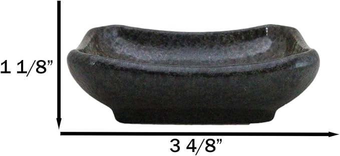 Ebros Gift Artistic Charcoal Grey Tone Hakumu Porcelain Collection Dinnerware Serveware Kitchenware Set Asian Japanese Restaurant Supply (Pack Of 6 Rectangle Condiment Sauce Dishes 2oz)