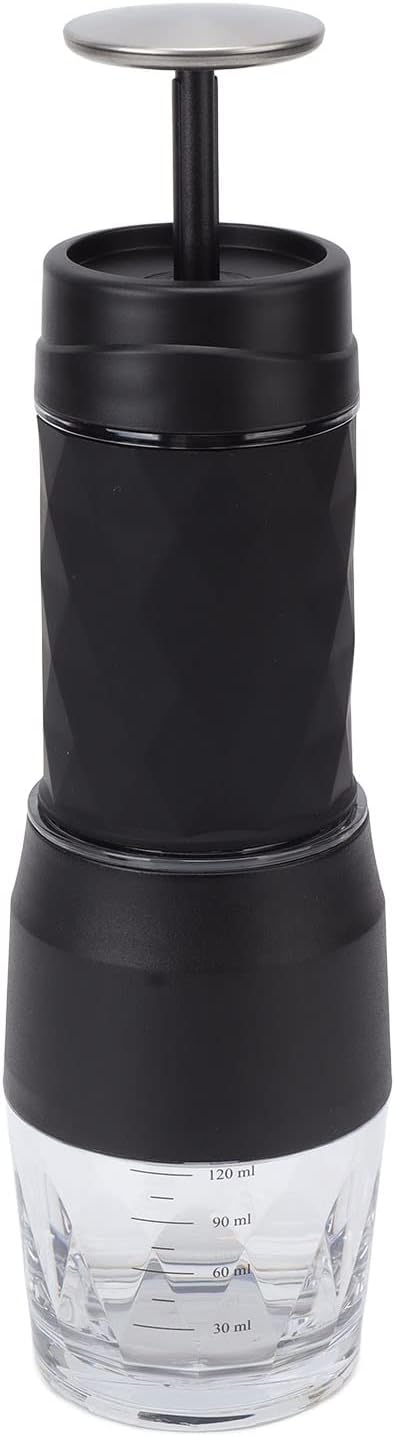 Maual Hand Coffee Maker Portable Travel Coffee Machine Compatible Ground and Capsule for Outdoor (Black)