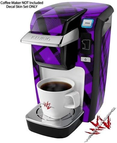 Decal Style Vinyl Skin compatible with Keurig K10 / K15 Mini Plus Coffee Makers Purple Plaid (COFFEE MAKER NOT INCLUDED)