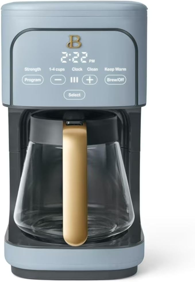 12-Cup Programmable Coffee Maker with 24h Timer &amp Brew Strength Settings Drip Brewer for Rich Flavor (Cornflower Blue)