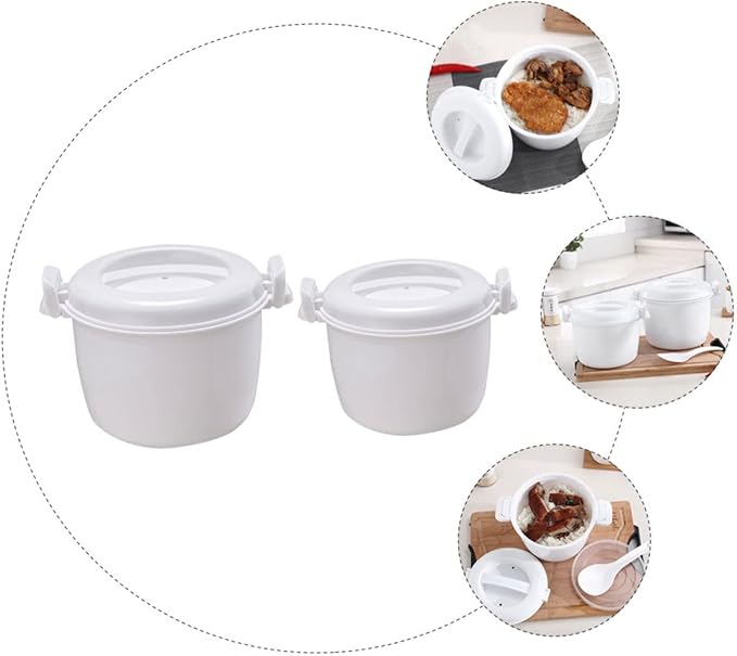 Cabilock 2pcs Simple Rice Cooker Microwave Insulated Rice Cooker Food Container Large Capacity