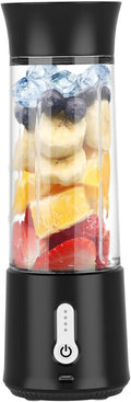 Portable Blender with USB Charging Personal Size Smoothie Maker 500ml Glass Cup 304 Stainless Steel Blades (black)