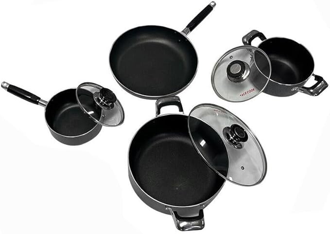 4-Piece Pots and Pans SetNonstick Kitchen Cookware with Stay-Cool HandlesBlack